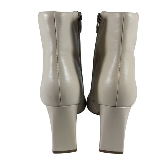 NWOT! MARC FISHER! CREAM BEIGE GENUINE LEATHER POINTY TIE ZIPPER BOOTS! SZ 10M - Picture 8 of 11